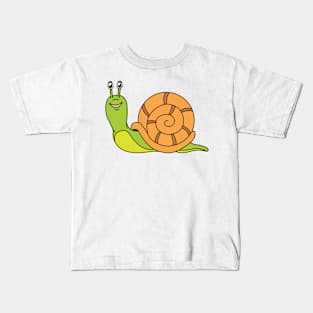 Cute Cartoon happy snail forest lake animal Kids T-Shirt